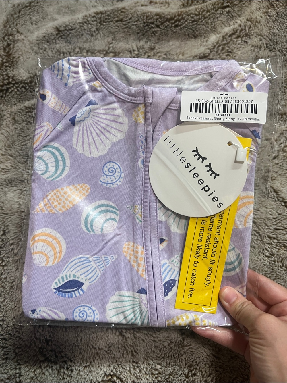 Little Sleepies Sandy Treasures Shorty Zippy 12-18 Months